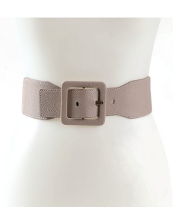 Square Buckle Faux Leather Fashion Belt BT320033 IVORY